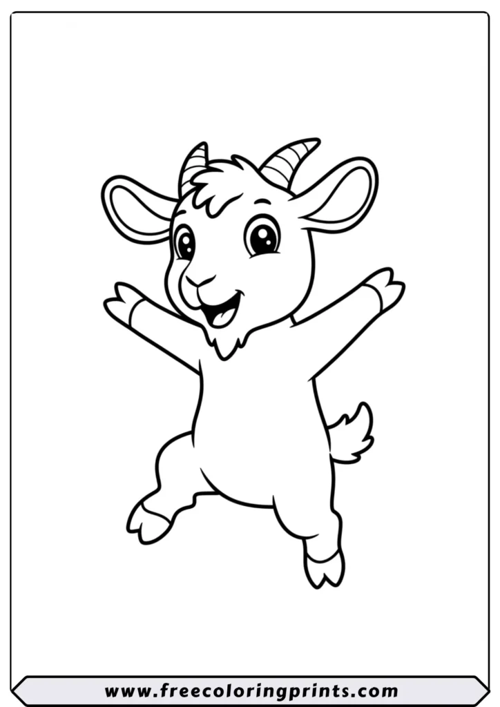 Baby Goat Jumping High - coloring pages