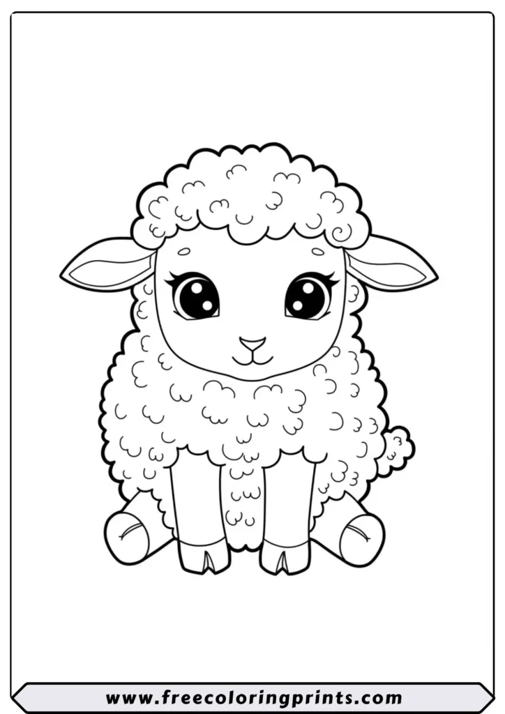 Baby Sheep with Big Eyes - coloring pages
