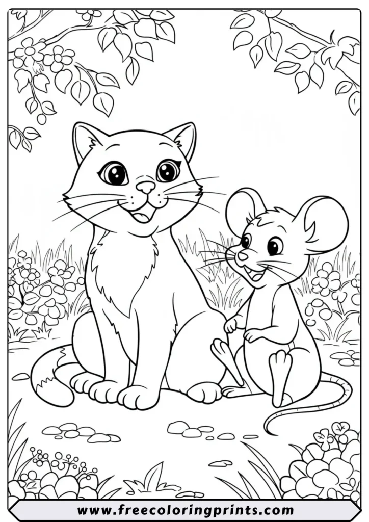 Barn Cat and a Mouse - coloring pages