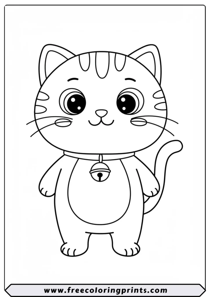 Barn Cat with a Bell Collar - coloring pages