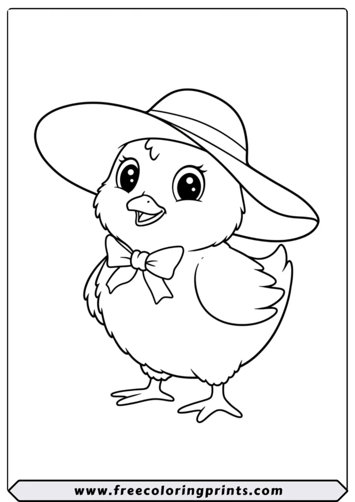 Chick Wearing a Hat - coloring pages