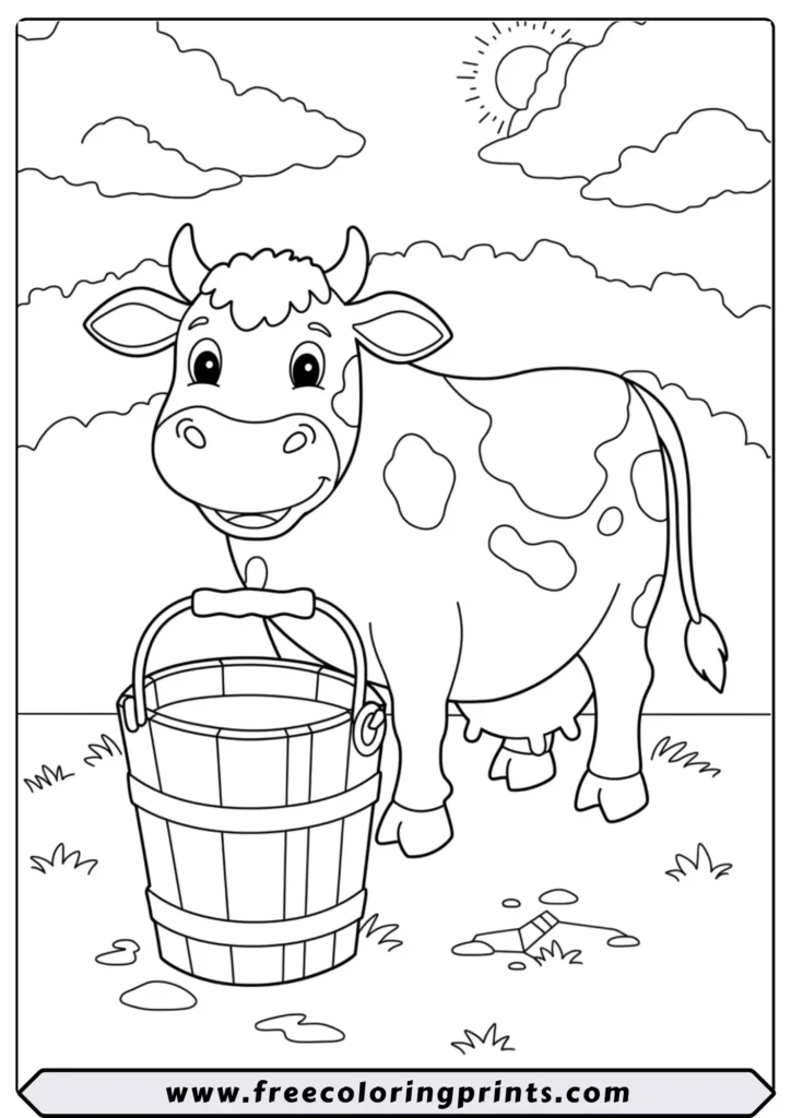 Cow and Milking Bucket