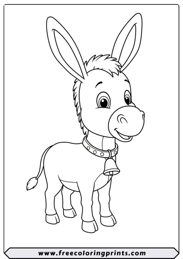 Donkey with a Bell Around His Neck - coloring pages