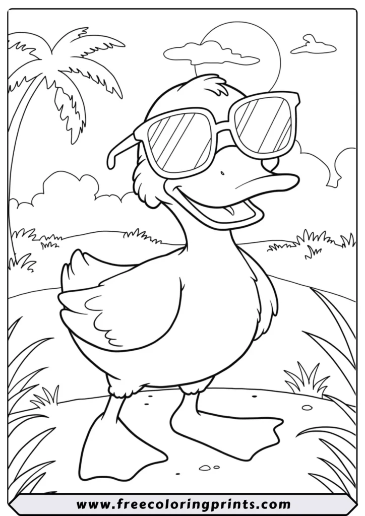 Duck Wearing Sunglasses - coloring pages