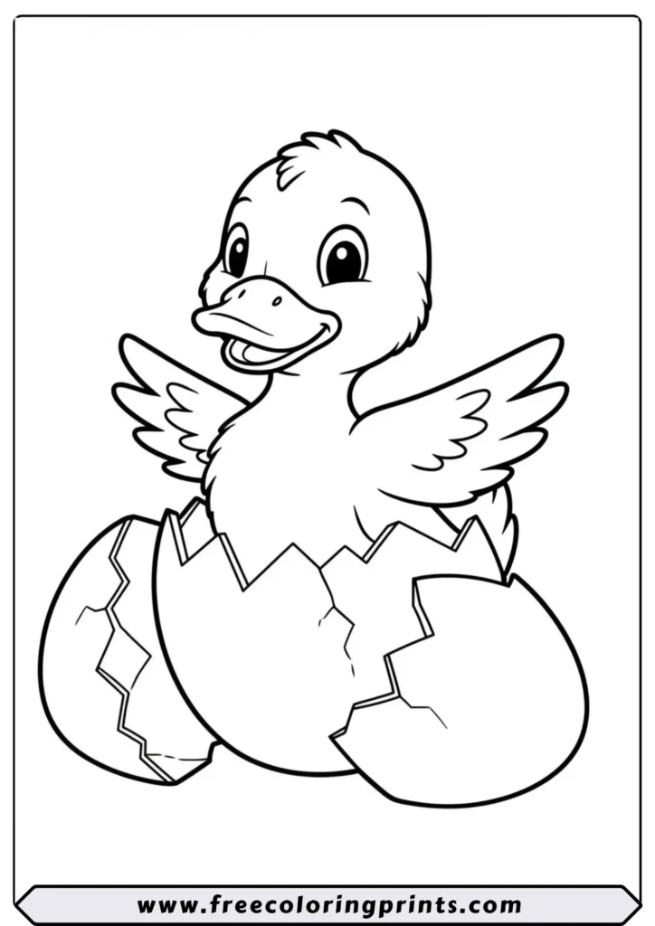 Duckling Hatching from Egg - coloring pages
