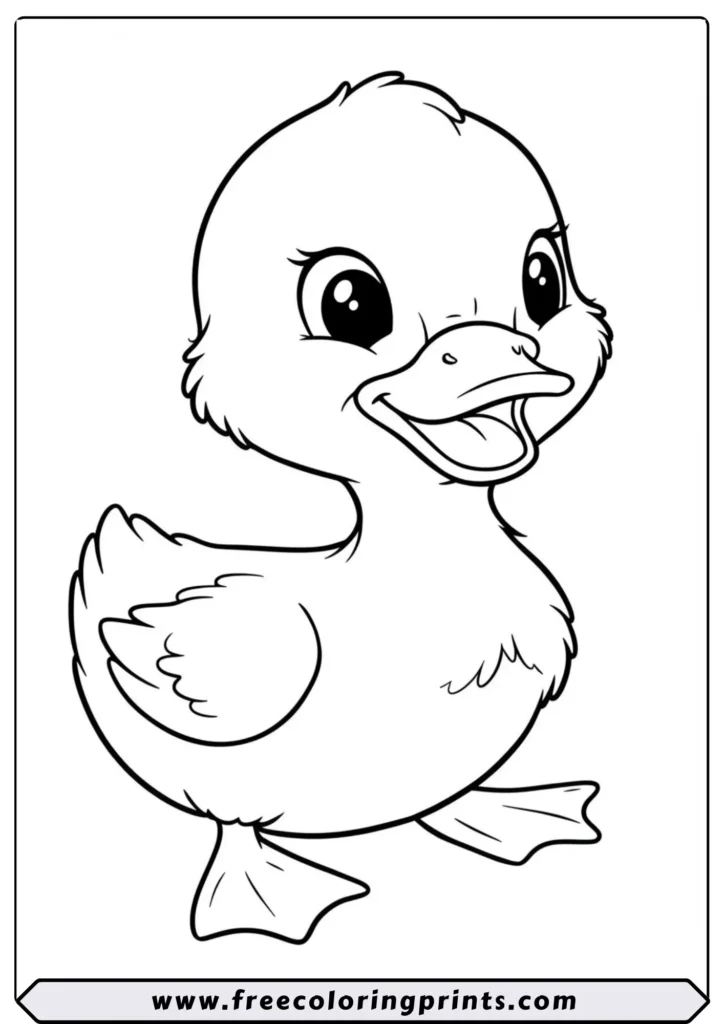 Duckling with a Big Smile - coloring pages