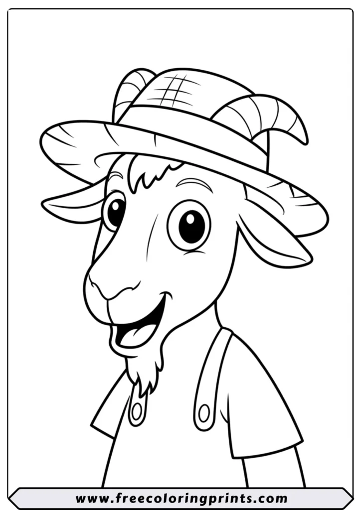 Goat Wearing a Hat - coloring pages