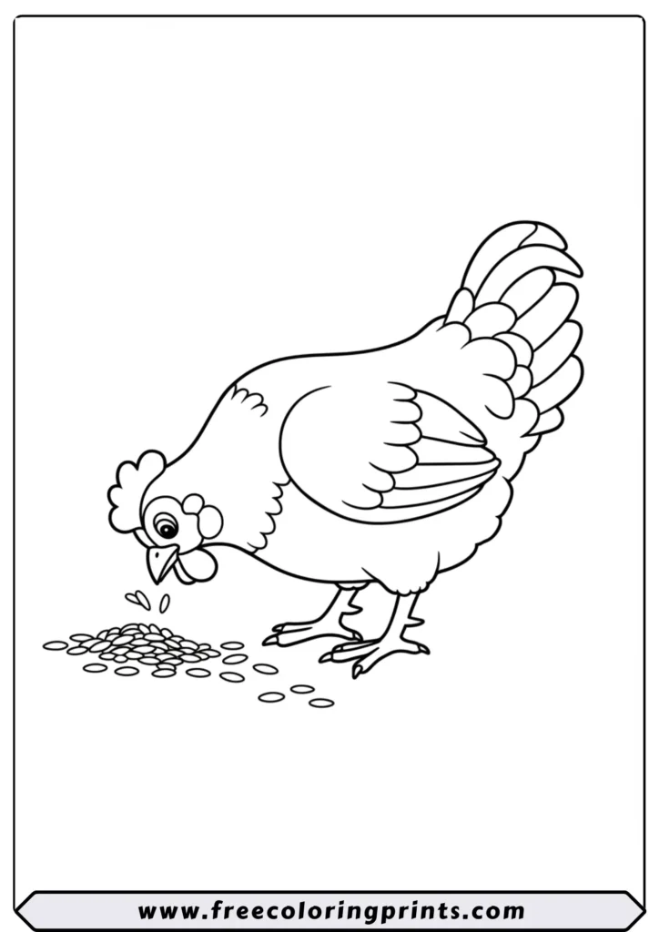 Hen Pecking the Ground - coloring pages