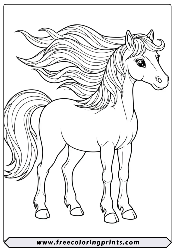 Horse with Flowing Mane - coloring pages