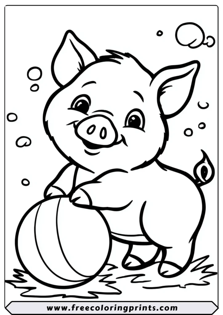 Piglet Playing with a Ball - coloring pages