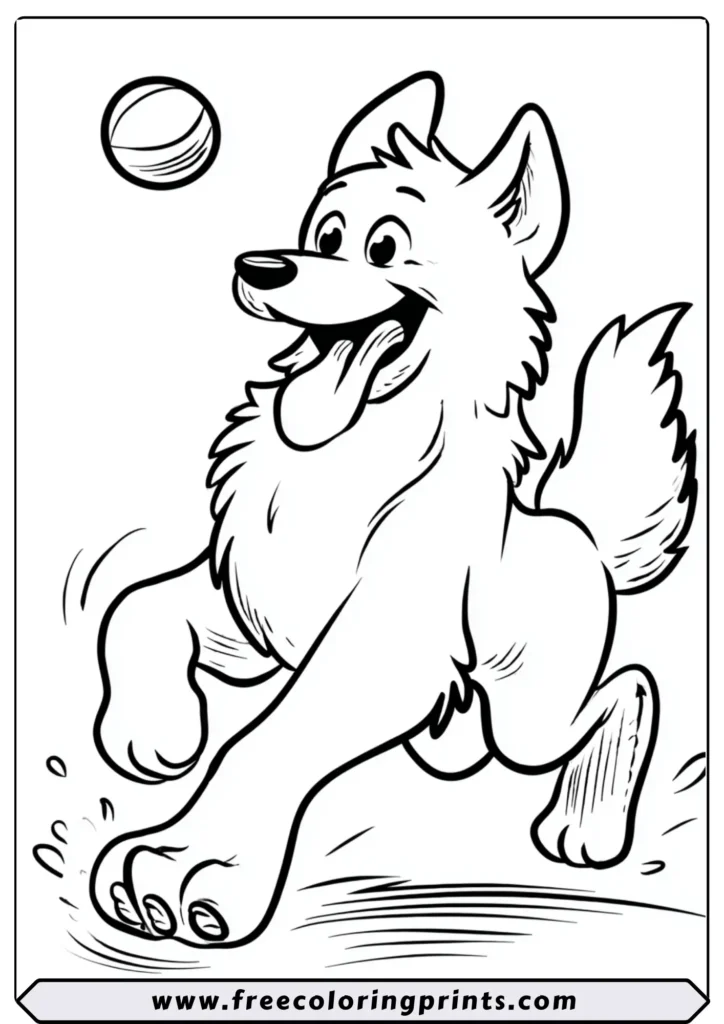 Playful Sheepdog with a Ball - coloring pages