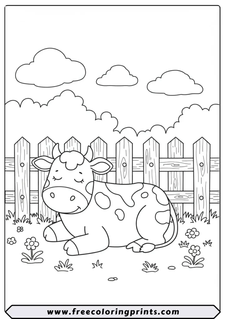 Sleepy Cow on the Farm