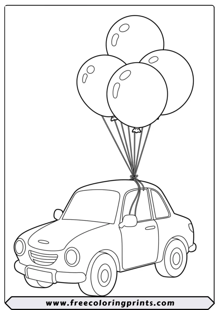The Car with Balloons - coloring pages