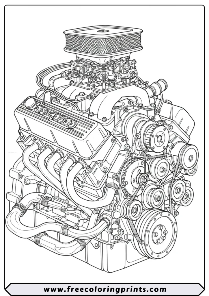 The Exposed V8 Engine - coloring pages