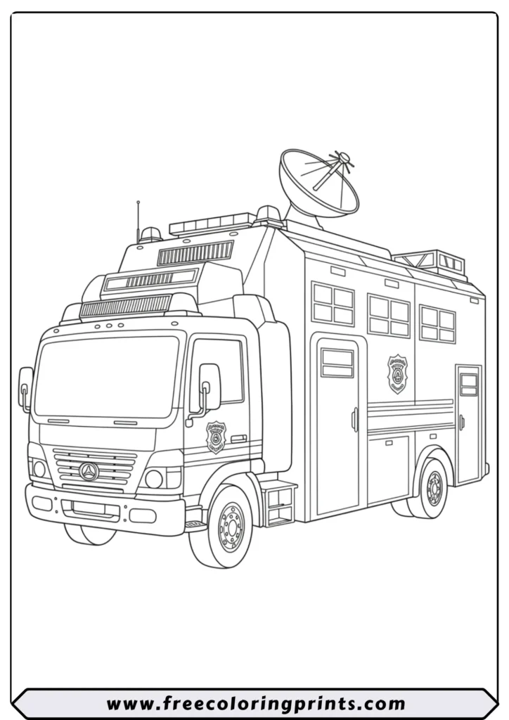 The Police Van (Mobile Command) - coloring pages